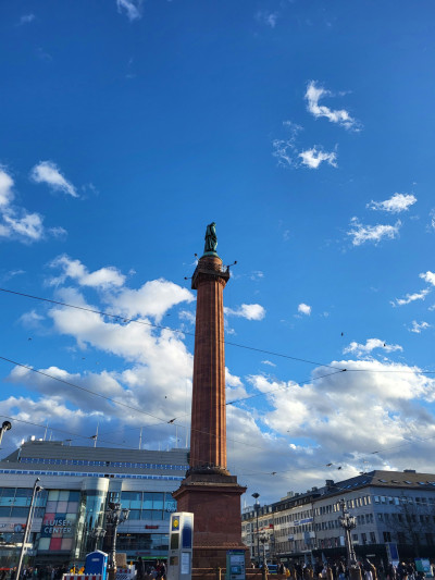 Ludwig Monument at Luisenplatz in Darmstadt, blue sky in the background